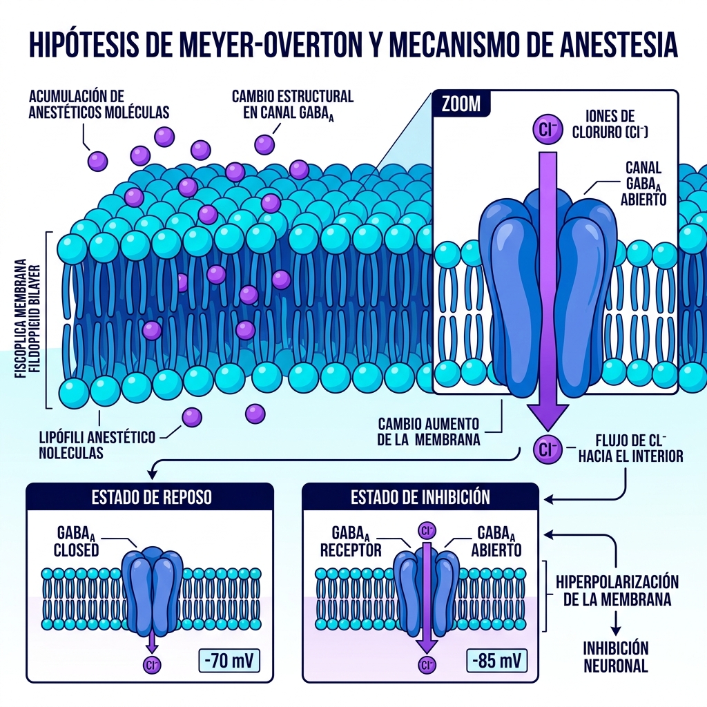Diagrama de la Hipótesis de Meyer-Overton y Receptores GABAA