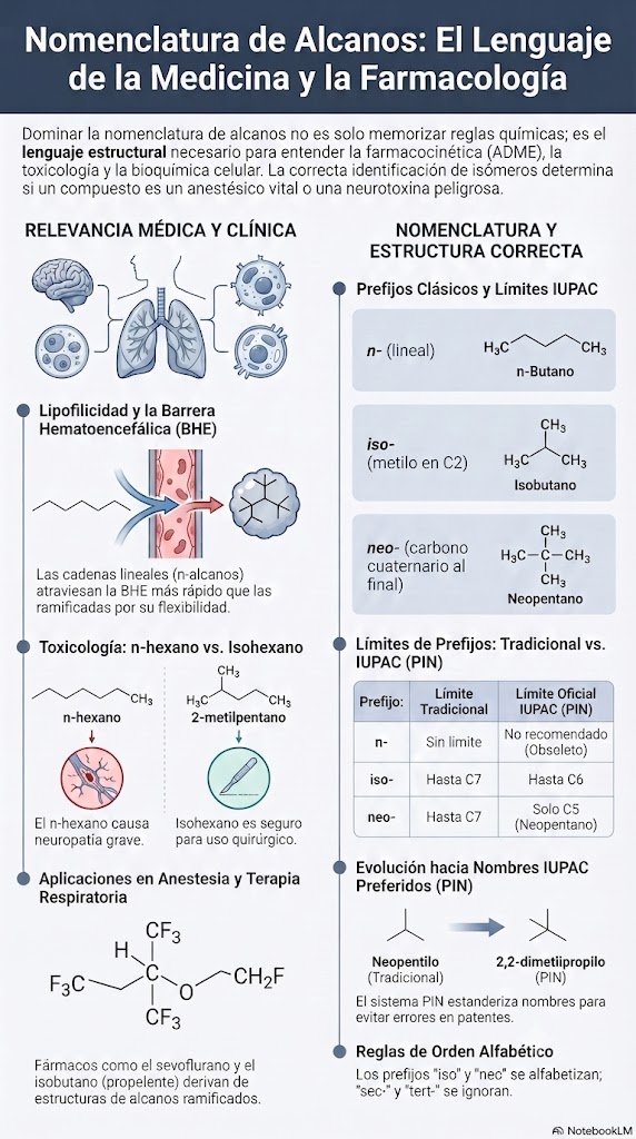 Infografía de Nomenclatura Común de Alcanos