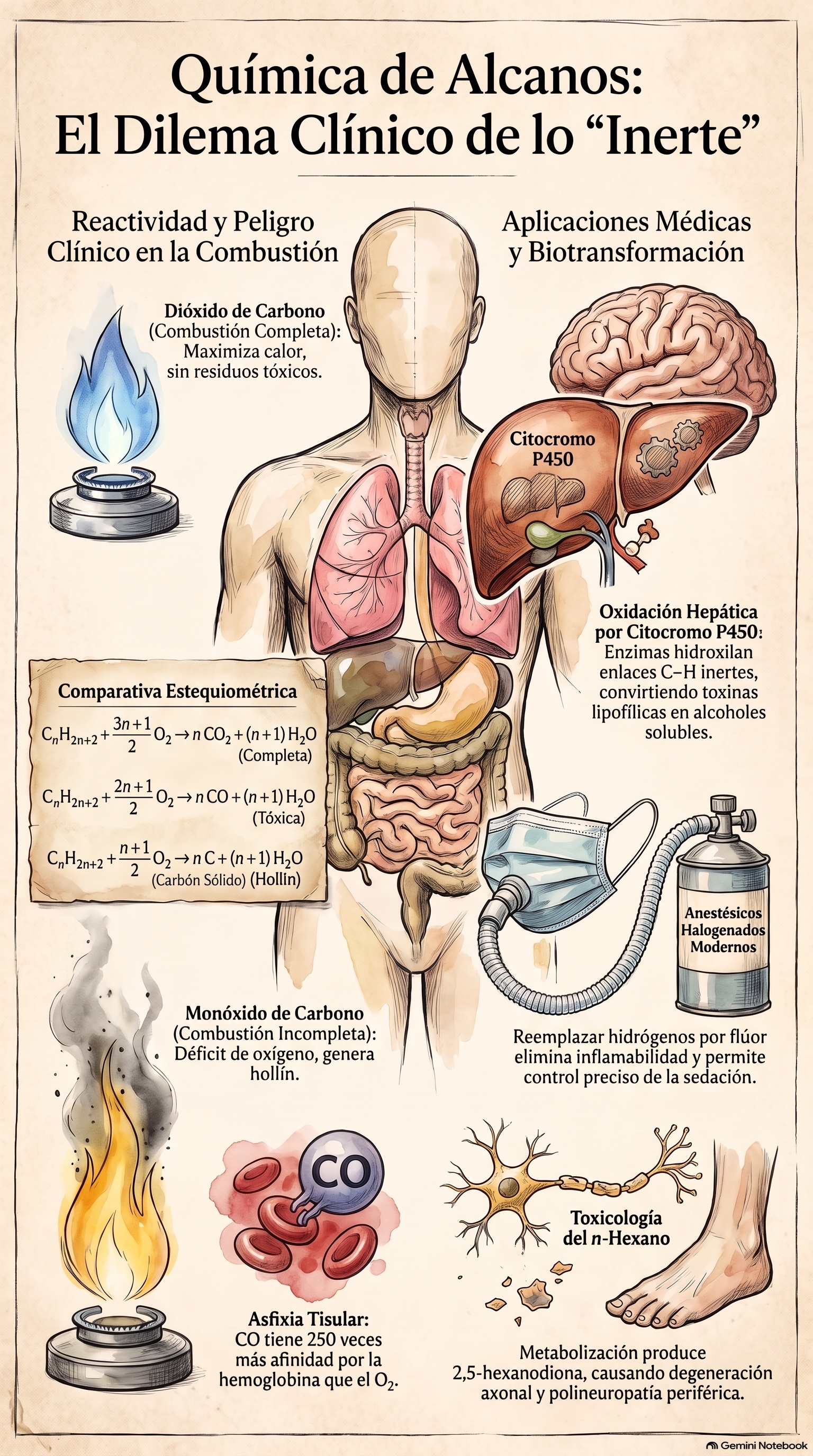 Infografía de Propiedades Químicas de los Alcanos