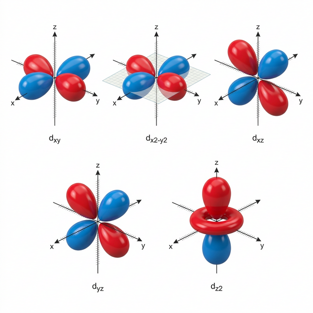 Los cinco orbitales d del átomo