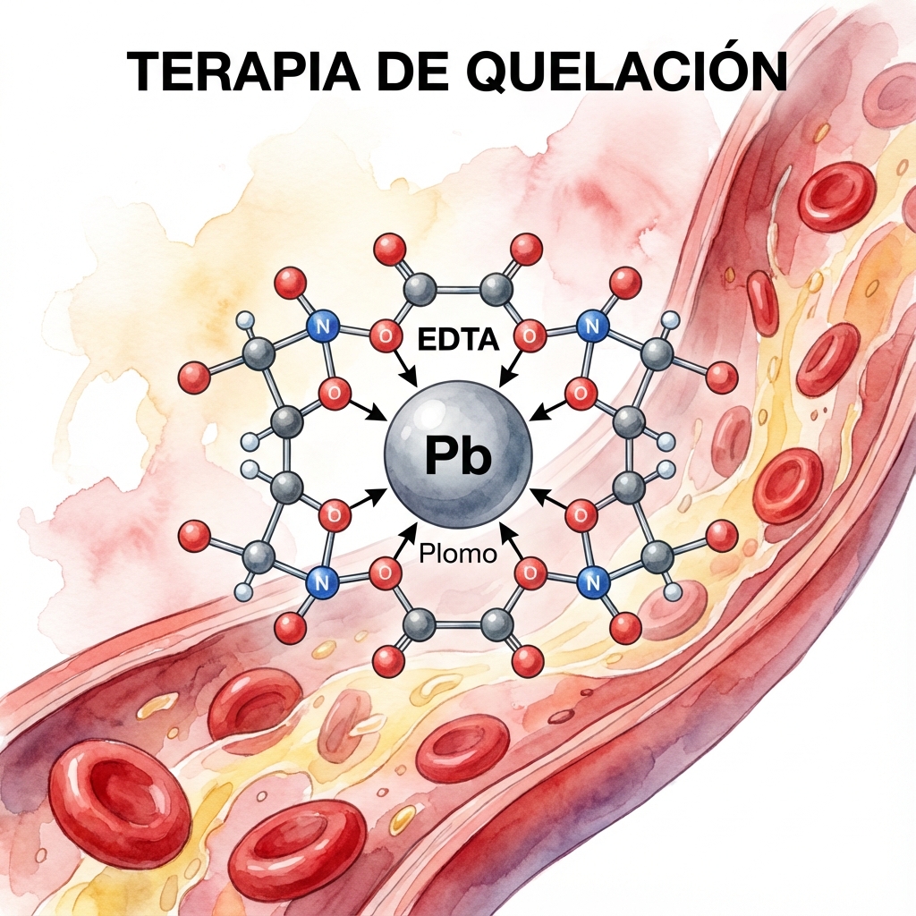 Terapia de Quelación: EDTA atrapando Plomo