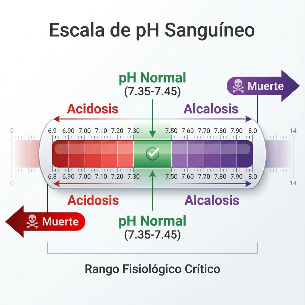 Escala de pH Sanguíneo y Acidosis/Alcalosis